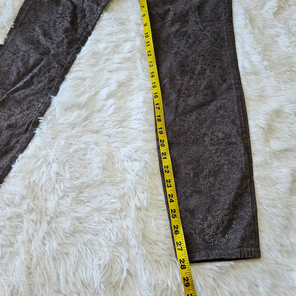 Zara Woman Slim Fit Gray‎ Jacquard Floral Mid Rise Pant. Size 4 - Picture 9 of 12